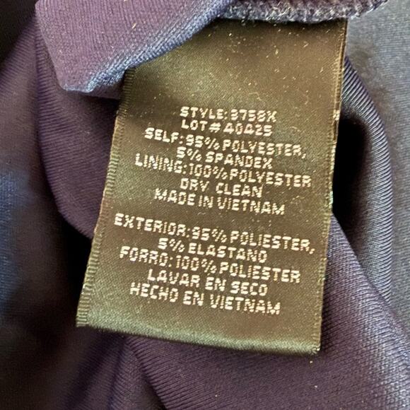 Xscape “Demi” 3/4 Sleeve Side Ruched Floor Length Gown Midnight Women’s Sz 12 - Picture 7 of 8